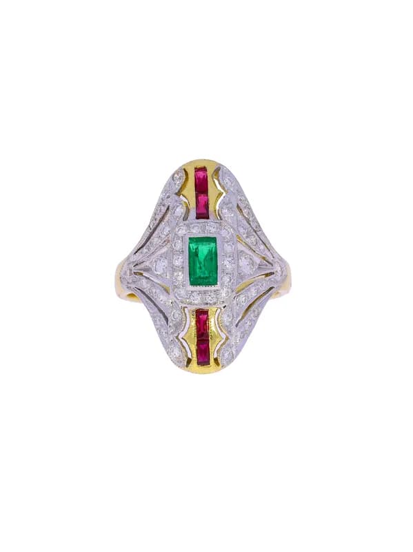 Damenring – Bicolor mit Edelsteinen und Diamanten