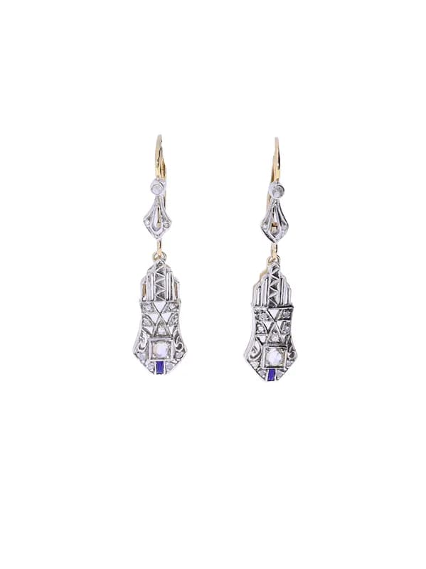 Ohrhänger – Bicolor mit Saphir und Diamanten