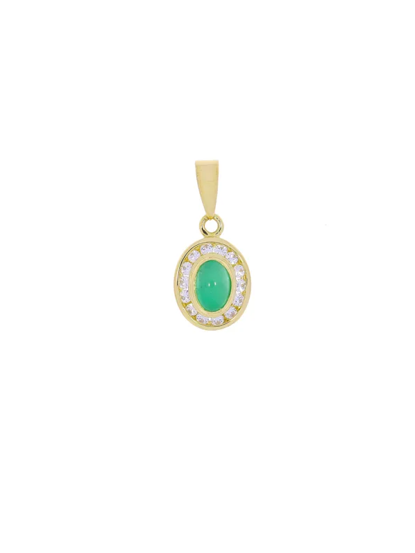 Anhänger – Gelbgold mit Chrysopras und Diamanten