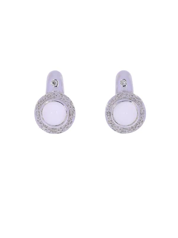 Ohrstecker – Weissgold mit Mondstein und Diamanten