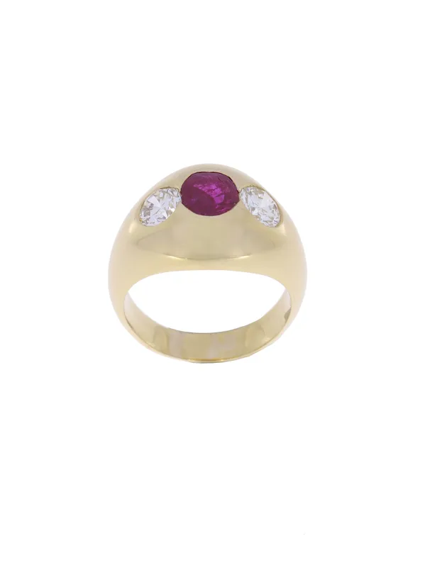Damenring – Gelbgold mit Rubin und Diamanten