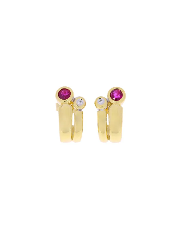 Ohrstecker – Gelbgold mit Rubinen und Diamanten