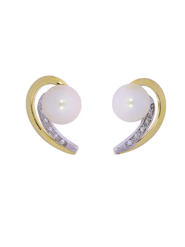 Ohrstecker – CHRIST Bicolor mit Perle und Diamanten