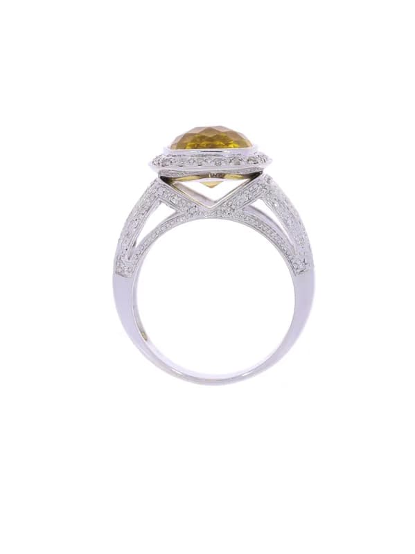 Damenring – Weissgold mit Citrin und Diamanten