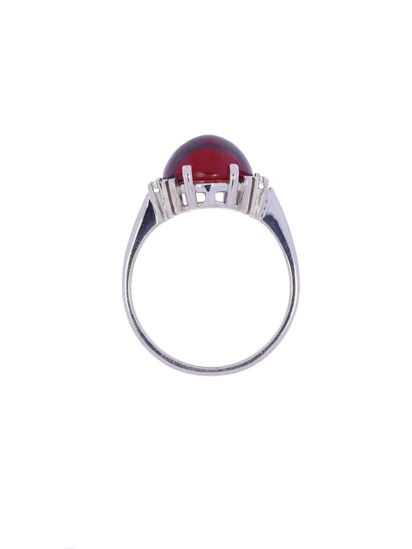 Damenring – Weissgold mit Granat und Diamanten
