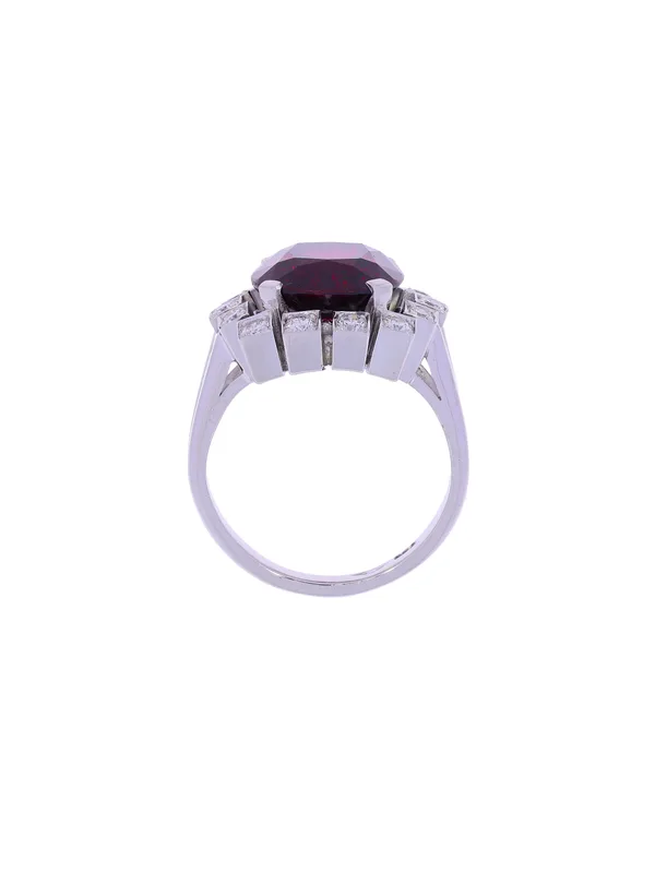 Damenring – Weissgold mit Granat Rhodolith und Diamanten