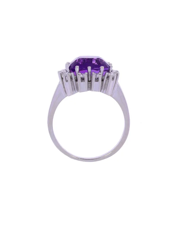Damenring – Weissgold mit Amethyst und Diamanten