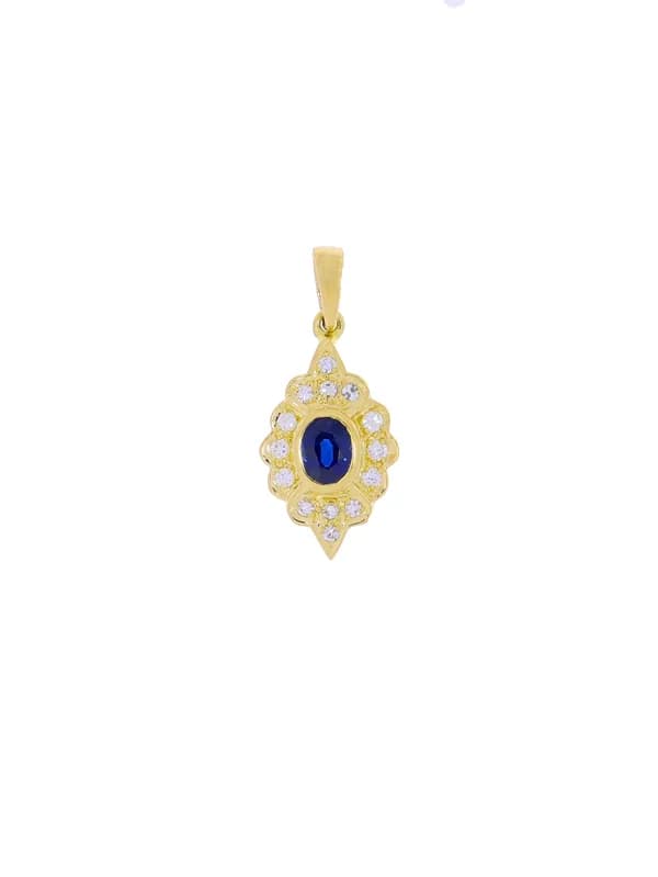 Anhänger – Gelbgold mit Saphir und Diamanten