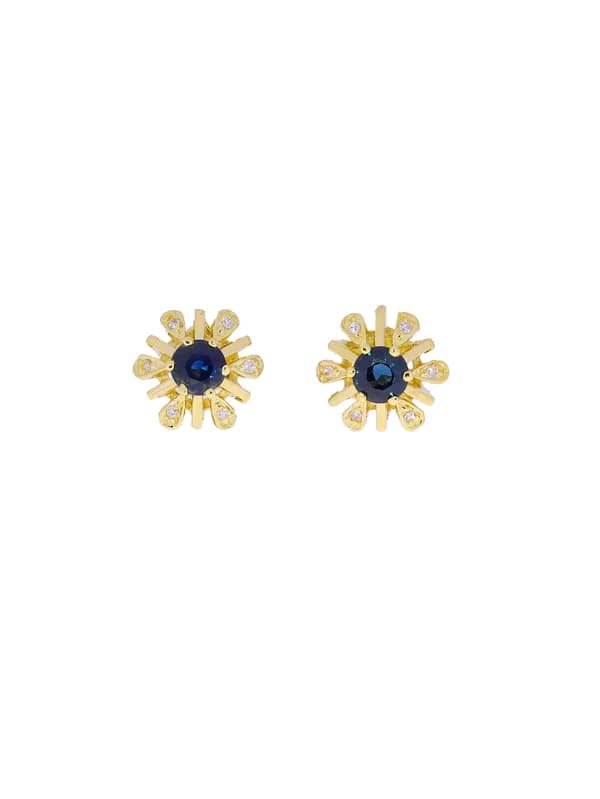 Ohrstecker – Gelbgold mit Saphir und Diamanten