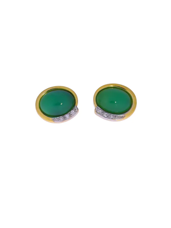 Ohrstecker – Gelbgold mit Chalcedon und Diamanten