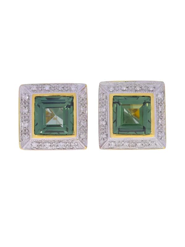 Ohrstecker – Bicolor mit synthetischen Spinell und Diamanten