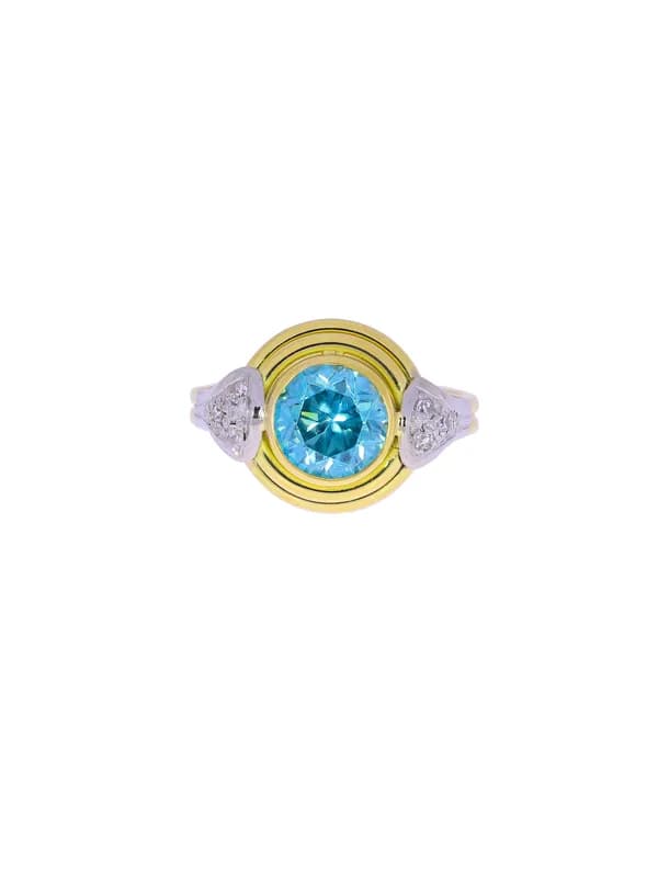 Damenring – Bicolor mit Edel-Zirkon und Diamanten
