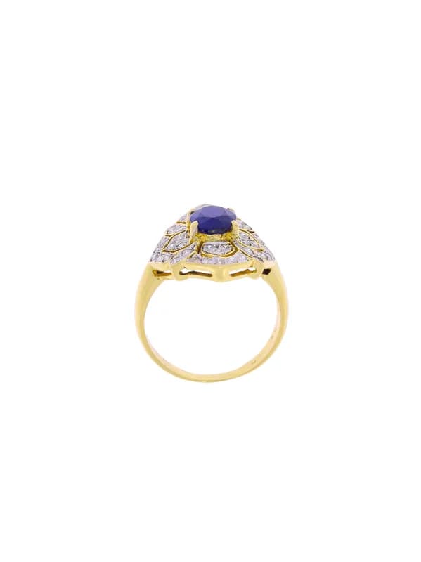 Damenring – Gelbgold mit Saphir und Diamanten