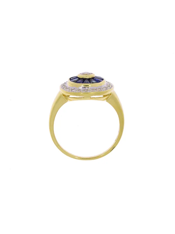 Damenring – Gelbgold mit Saphir und Diamanten