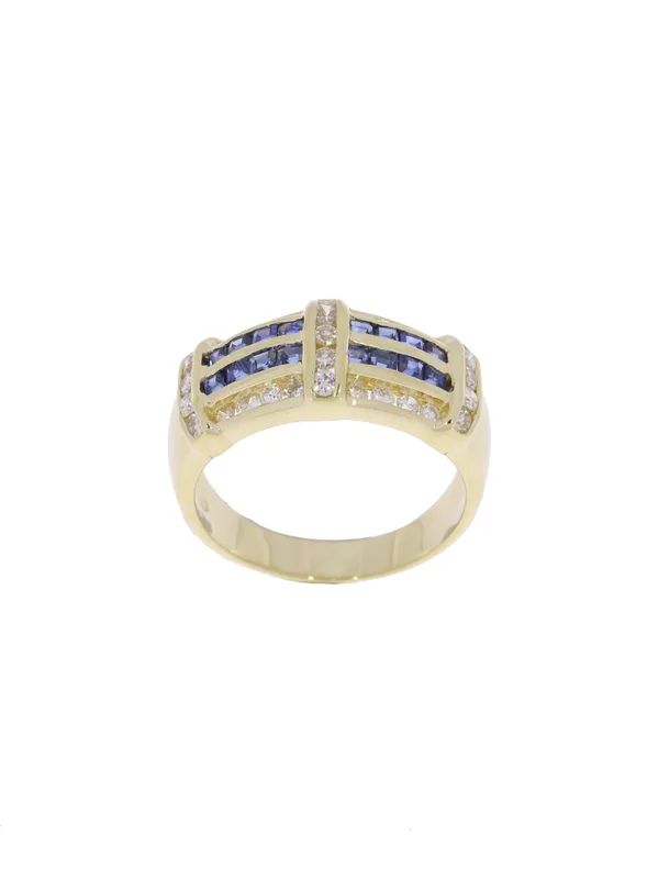 Damenring – Gelbgold mit Saphiren und Diamanten