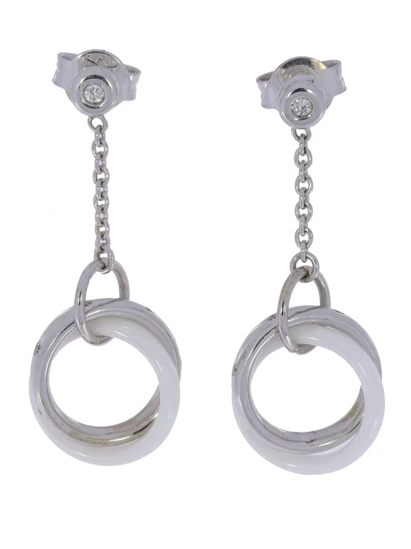 Ohrstecker – Weissgold mit Keramik und Diamanten 0.09ct