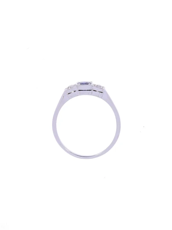 Damenring – Weissgold mit Saphir und Diamanten