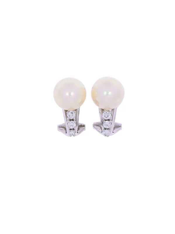 Ohrclip – DÜBY ZINSSTAG Weissgold mit Perle und Diamanten 0.20ct