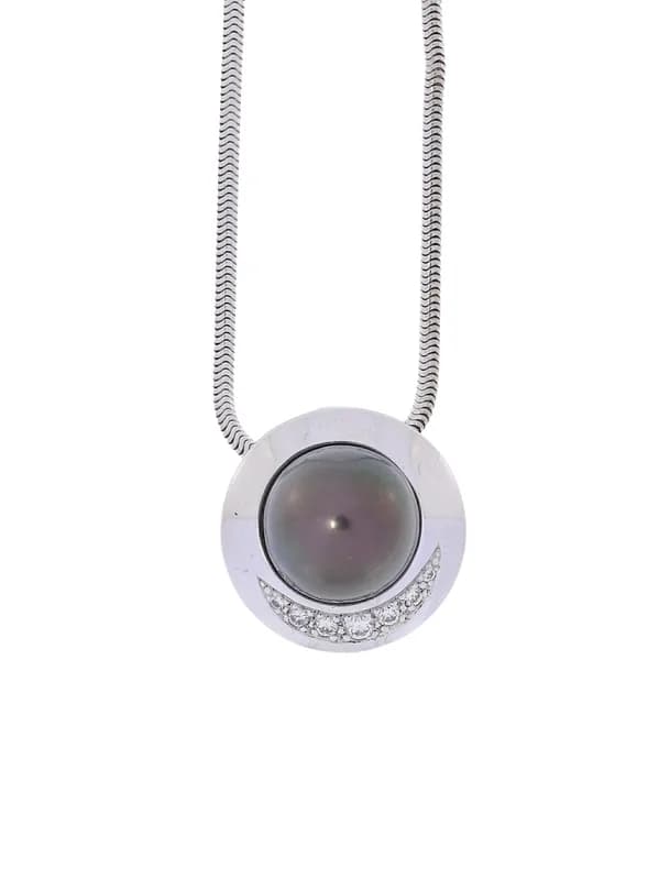 Halskette mit Anhänger – Weissgold mit Tahitiperle und Diamanten 0.15ct