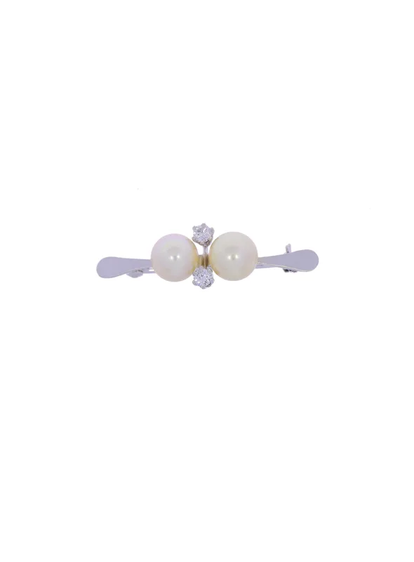 Brosche – Weissgold mit Diamanten und Perlen