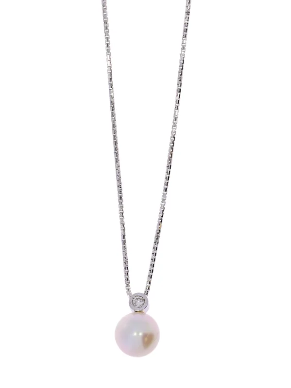 Halskette – Weissgold mit Perle und Diamant 0.044ct