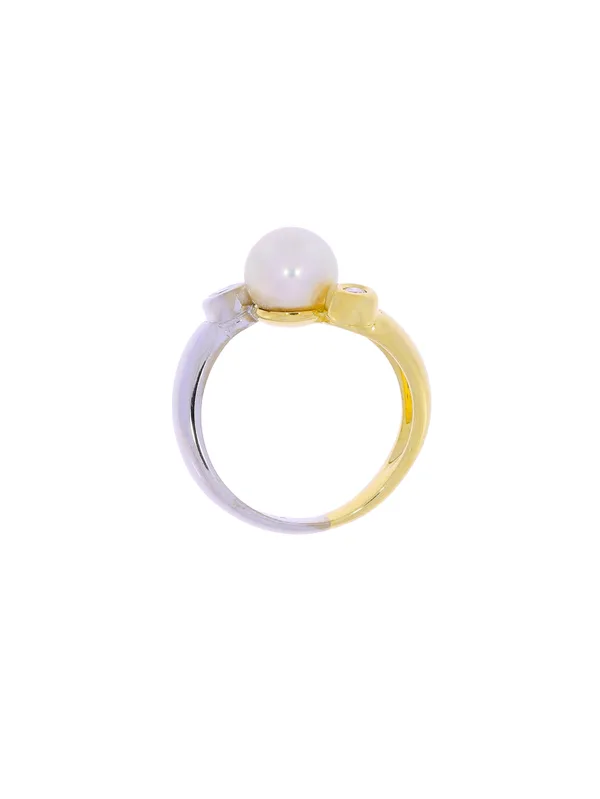 Damenring – Bicolor mit Perle und Diamanten