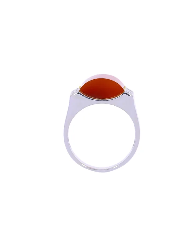 Unisex-Ring – Weissgold mit Karneol und Diamanten