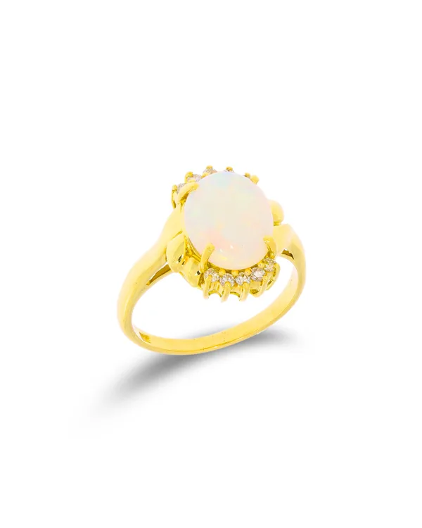 Damenring mit Opal und Diamanten