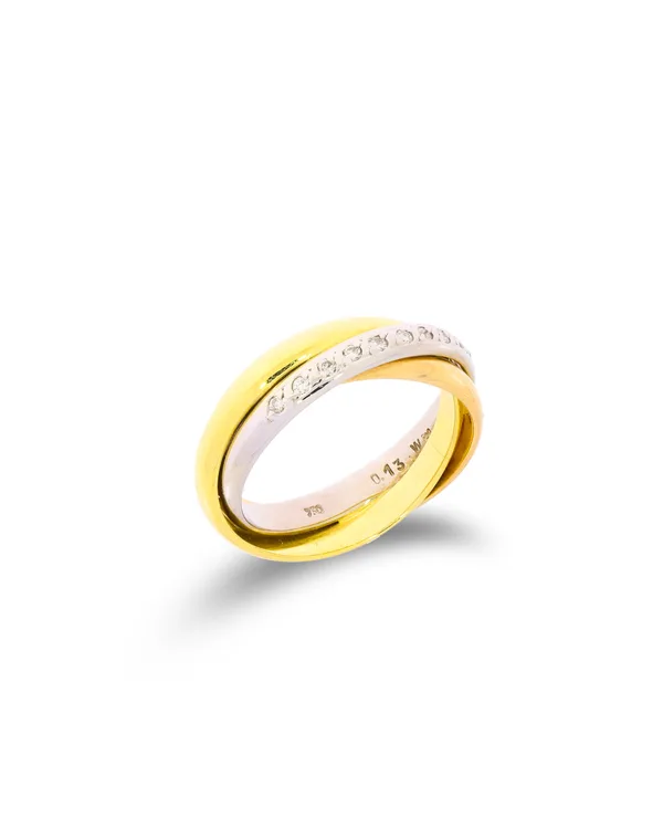 Damenring – Tricolor mit Diamanten