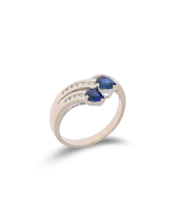 Damenring – Weissgold mit Saphiren und Diamanten