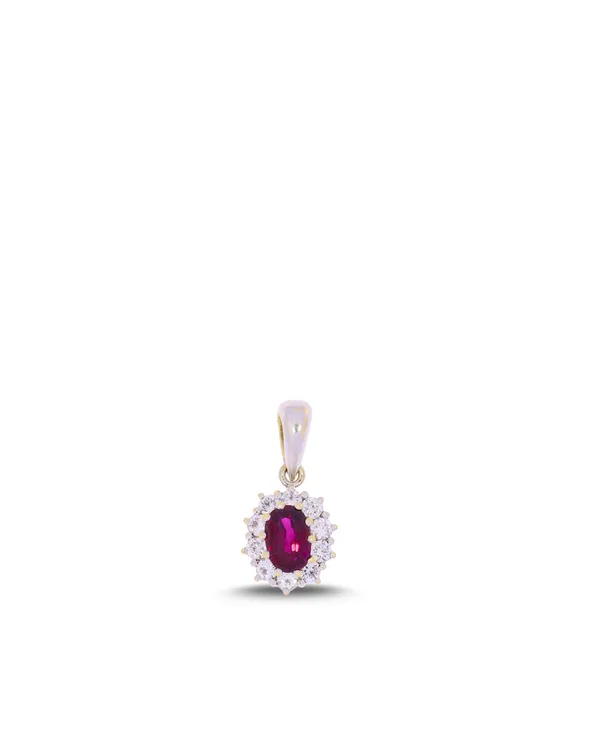 Anhänger – Weissgold mit Rubin und Diamanten