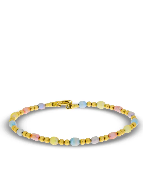 Bracelet – Gelbgold mit gefärbte Perlen