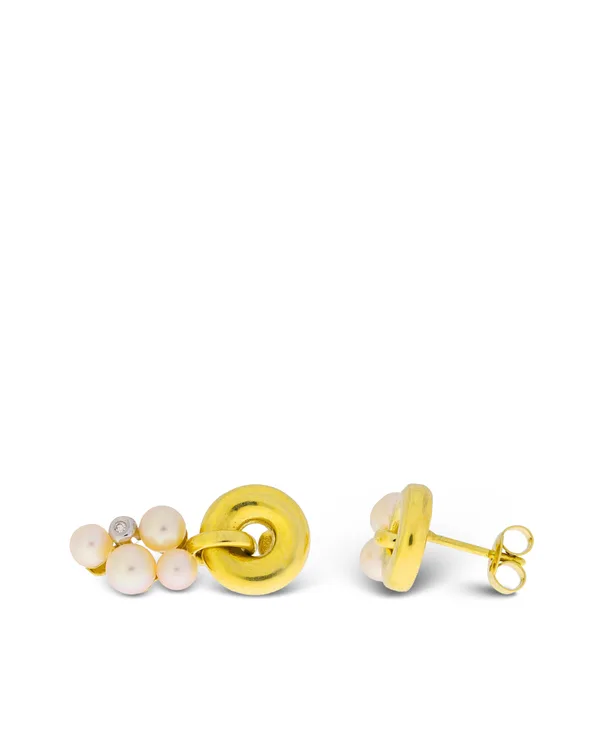 Ohrstecker – Bicolor mit Akoya-Perlen und Diamant