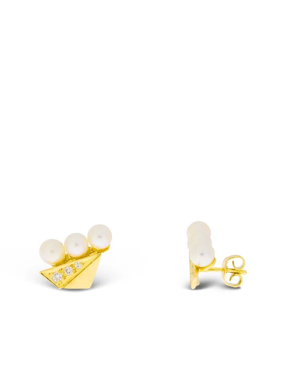 Ohrstecker – Gelbgold mit Akoya-Perlen und Diamanten