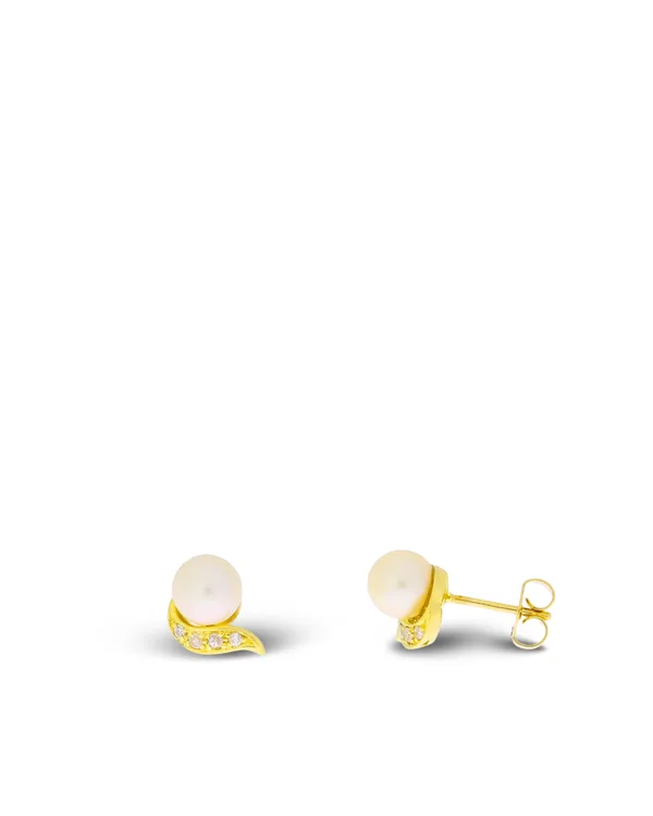 Ohrstecker – CHRIST Gelbgold mit Akoya-Perle und Diamanten