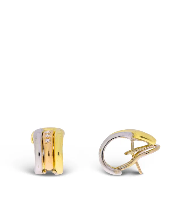 Ohrstecker – Tricolor mit Diamanten 0.02ct