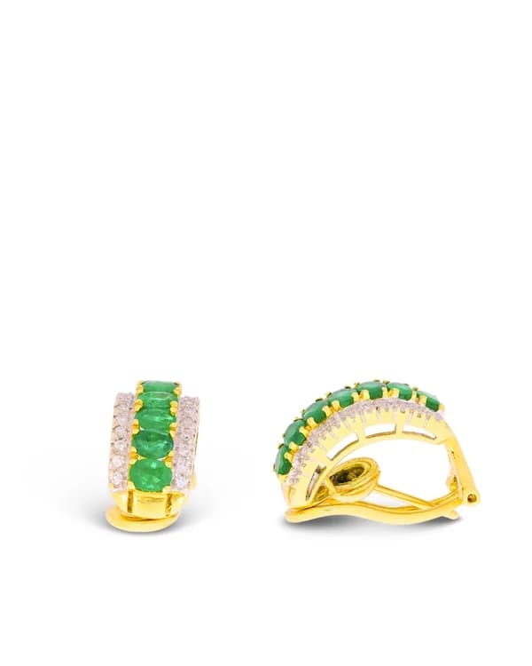 Ohrstecker – Gelbgold mit Smaragd und Diamanten