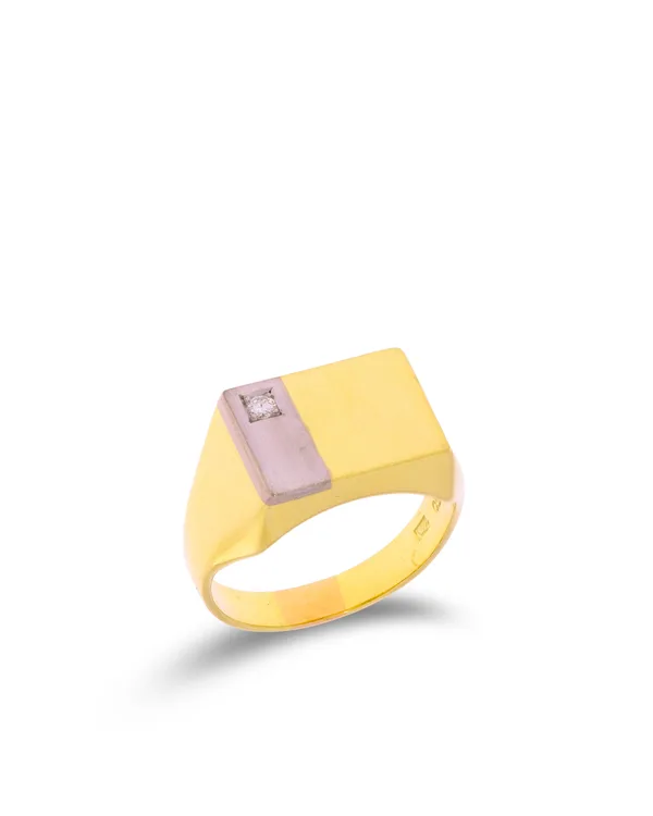 Herrenring – Bicolor mit Diamant 0.05ct