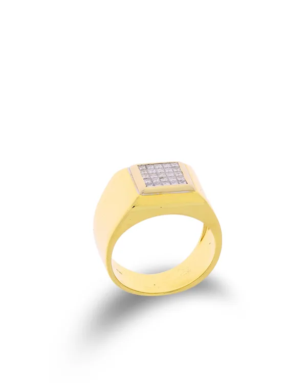 Herrenring – Gelbgold mit Diamanten, Total 1.0ct