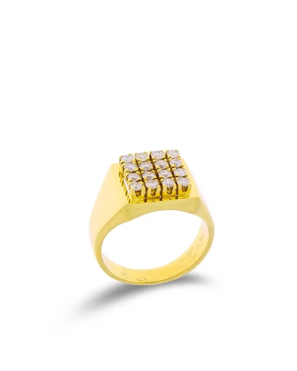 Herrenring – Gelbgold mit Diamanten, Total 0.80ct