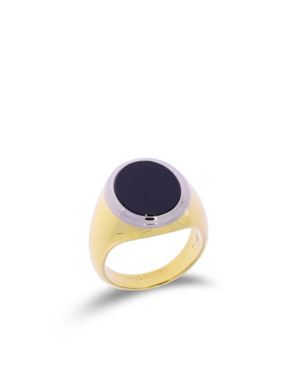 Herrenring – Gelbgold mit Onyx