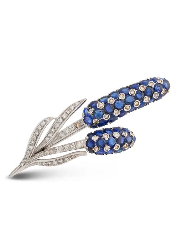 Brosche - BUCHERER Weissgold mit Saphiren und Diamanten