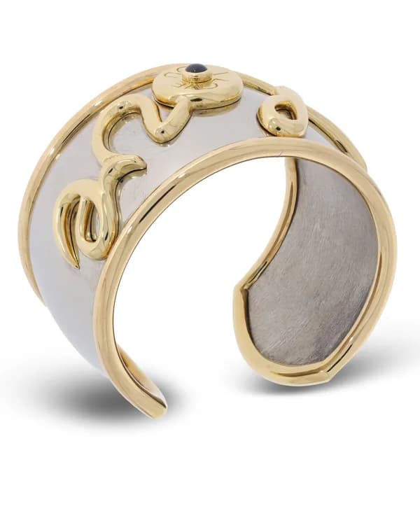 Armspange Love – Gold mit Edelstahl und Saphir