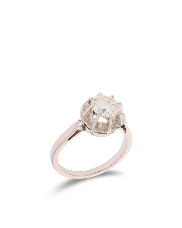 Damenring - Solitaire Weissgold mit Diamant 0.90ct