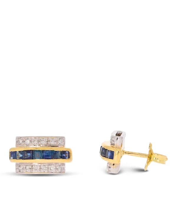 Ohrstecker – Bicolor mit Saphiren und Brillanten