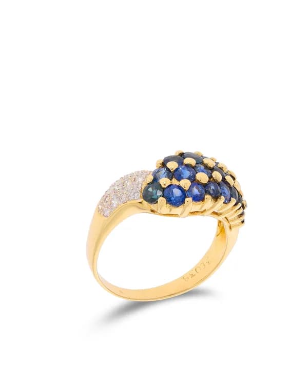 Damenring – Gelbgold mit Saphiren und Brillanten