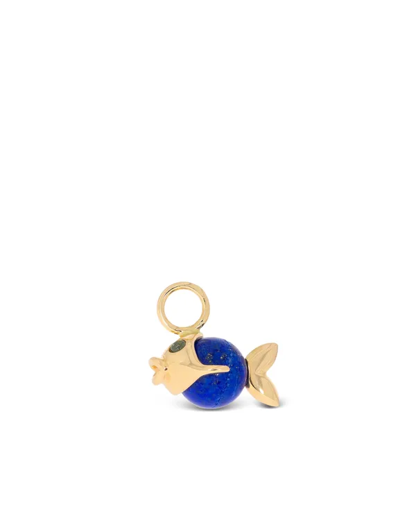 Anhänger – „Fisch“ Gelbgold mit Lapilaszuli und Turmalin