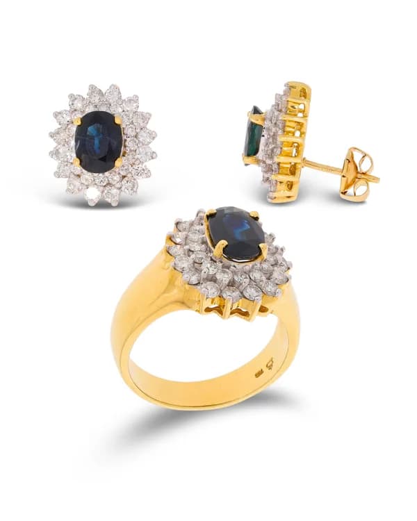 Set – AMARA Gelbgold mit Saphir und Diamanten