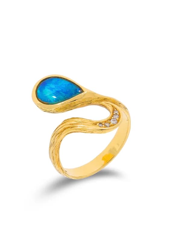 Damenring – Gelbgold mit Boulder Opal