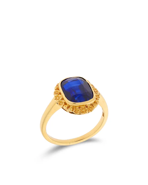 Damenring - Gelbgold mit Saphir